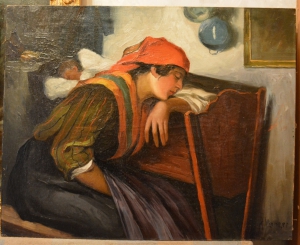 H. Langer. Картина «Девушка у колыбели».