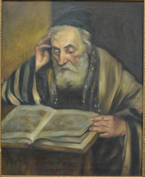 B.Halm,  Картина «Старый еврей, читающий Тору»