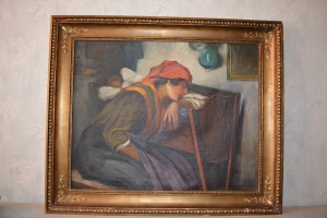 H. Langer  Девушка у колыбели  Холст, масло. XIX век.  Размер 60х80 см.