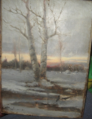 А.Степанов "Пейзаж". Картон, масло, 1892 год.